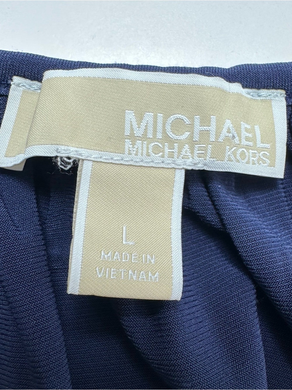 Michael Kors Navy Top with Gold Label Detail - Picture 4 of 9